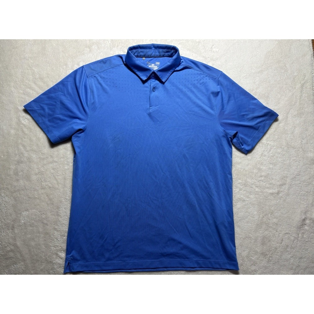 Under Armour Short Sleeve Blue Polo Athletic Shirt Heat Gear Size Large